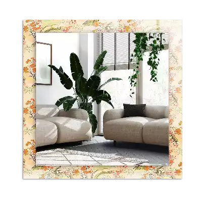 Miroir avec imprimé décoratif rectangulaire Jardin japonais