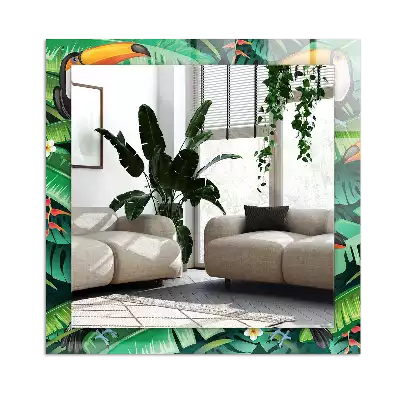 Miroir décoratif rectangulaire Toucans feuilles jungle