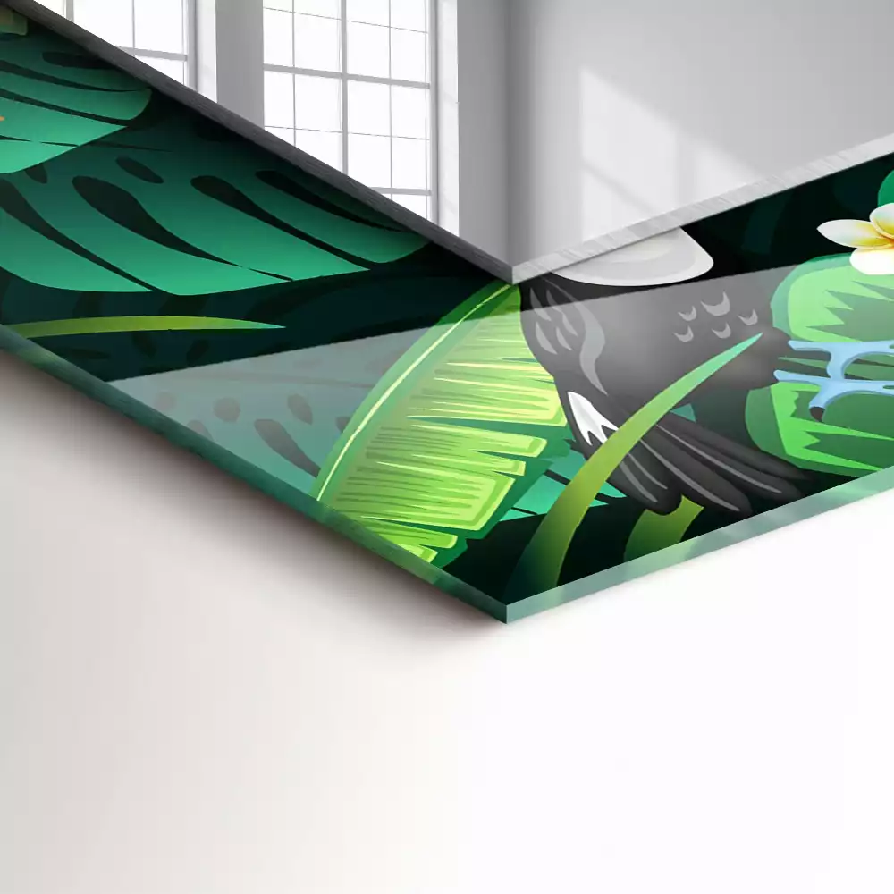 Miroir décoratif rectangulaire Toucans feuilles jungle