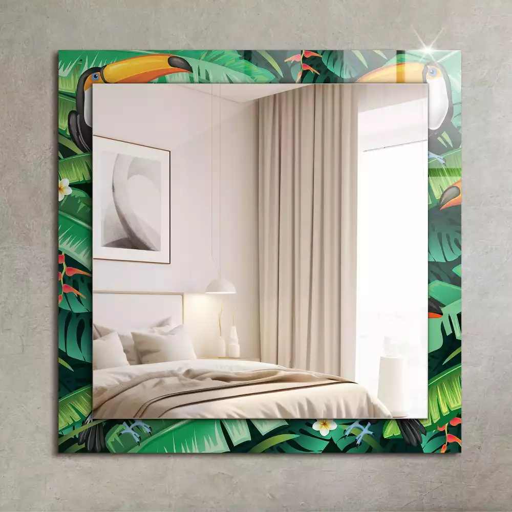 Miroir décoratif rectangulaire Toucans feuilles jungle