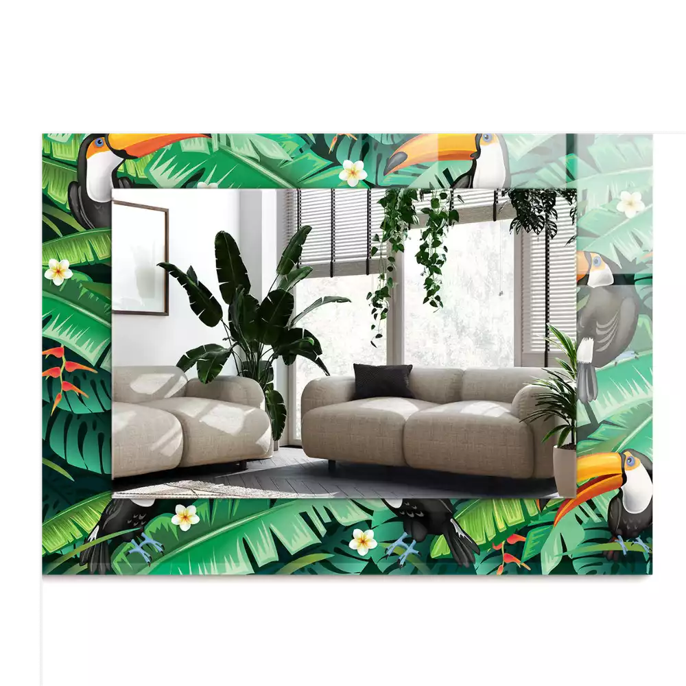 Miroir décoratif rectangulaire Toucans feuilles jungle