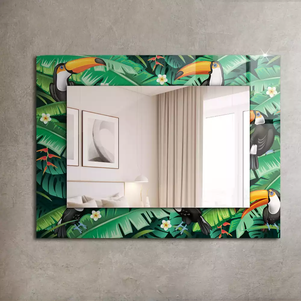 Miroir décoratif rectangulaire Toucans feuilles jungle