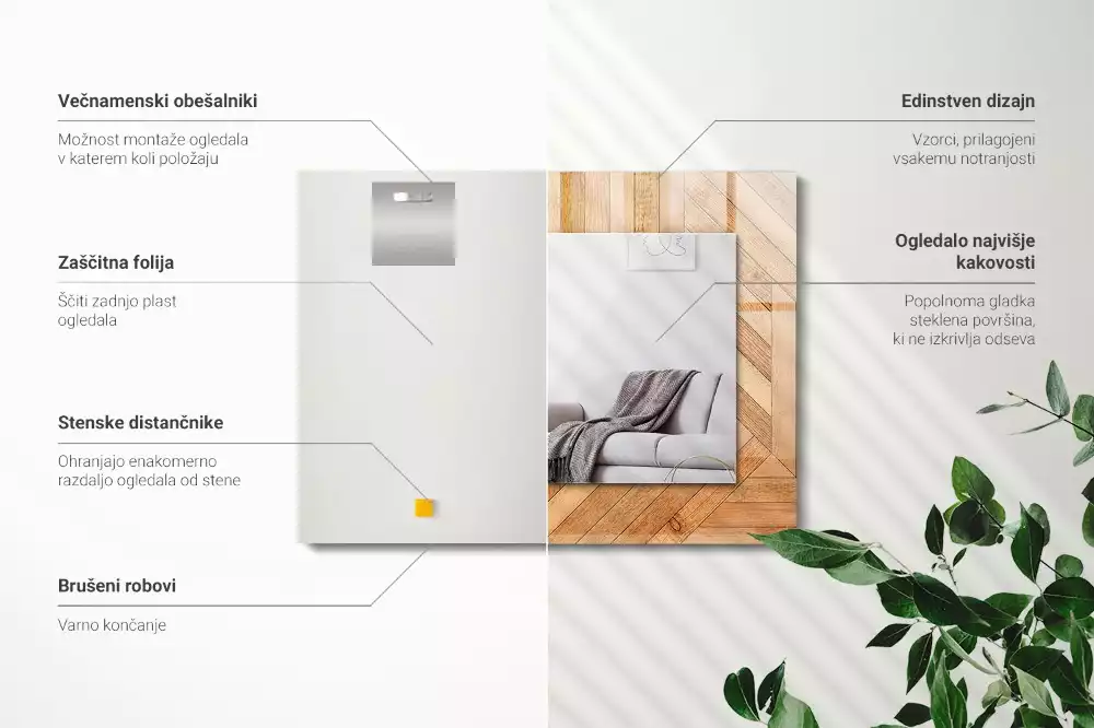 Miroir avec imprimé décoratif rectangulaire Parquet bois