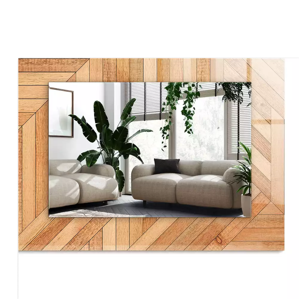 Miroir avec imprimé décoratif rectangulaire Parquet bois
