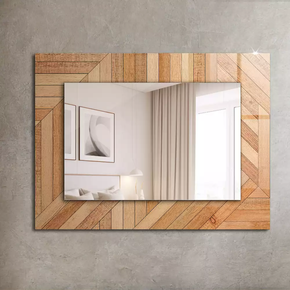 Miroir avec imprimé décoratif rectangulaire Parquet bois