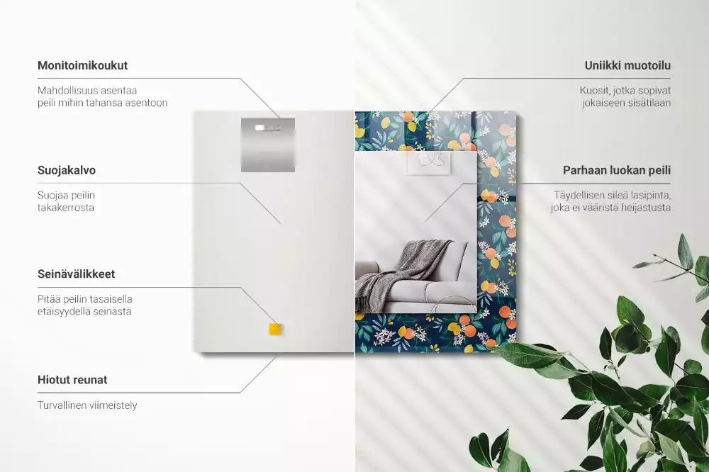 Miroir décoratif rectangulaire Fleurs et fruits