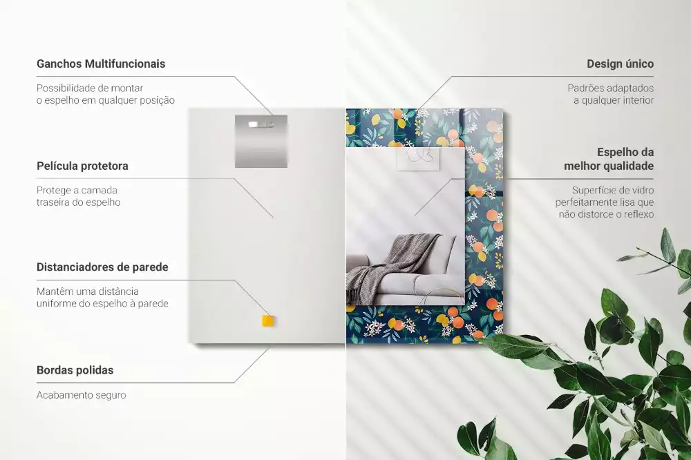 Miroir décoratif rectangulaire Fleurs et fruits