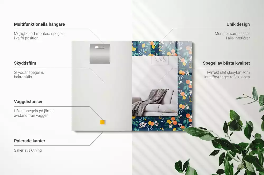 Miroir décoratif rectangulaire Fleurs et fruits