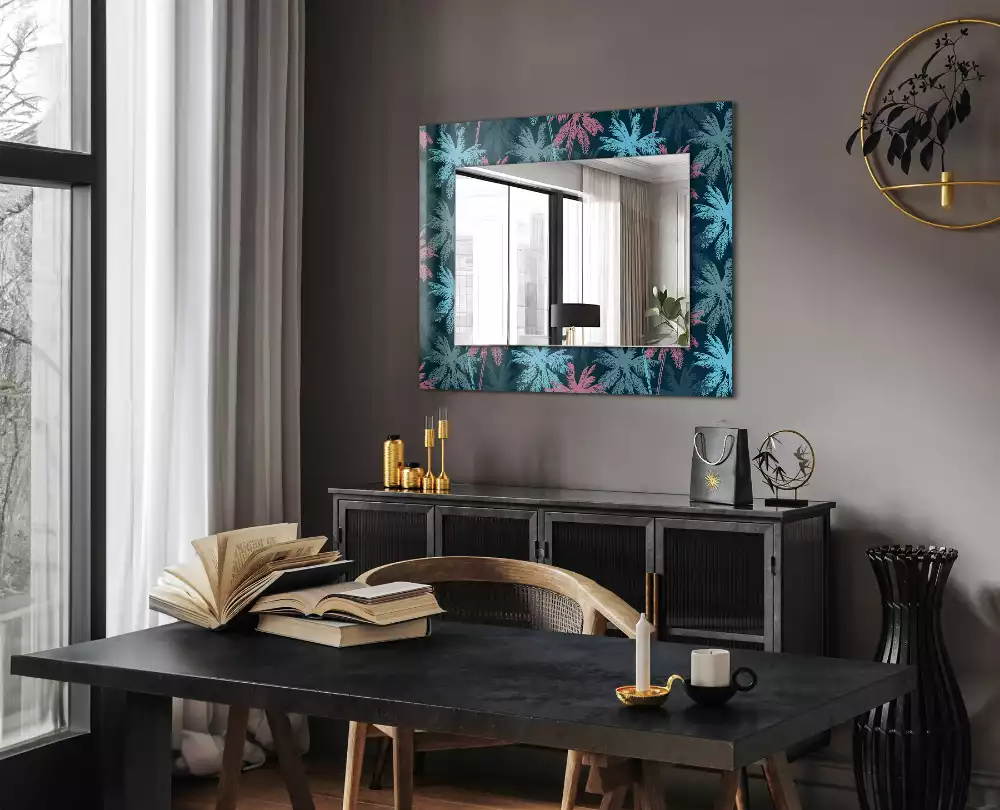 Miroir avec imprimé rectangulaire Palmiers motif coloré