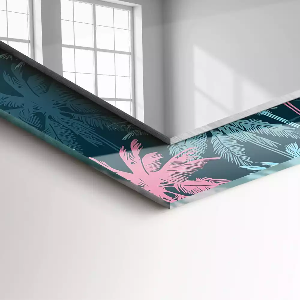 Miroir avec imprimé rectangulaire Palmiers motif coloré