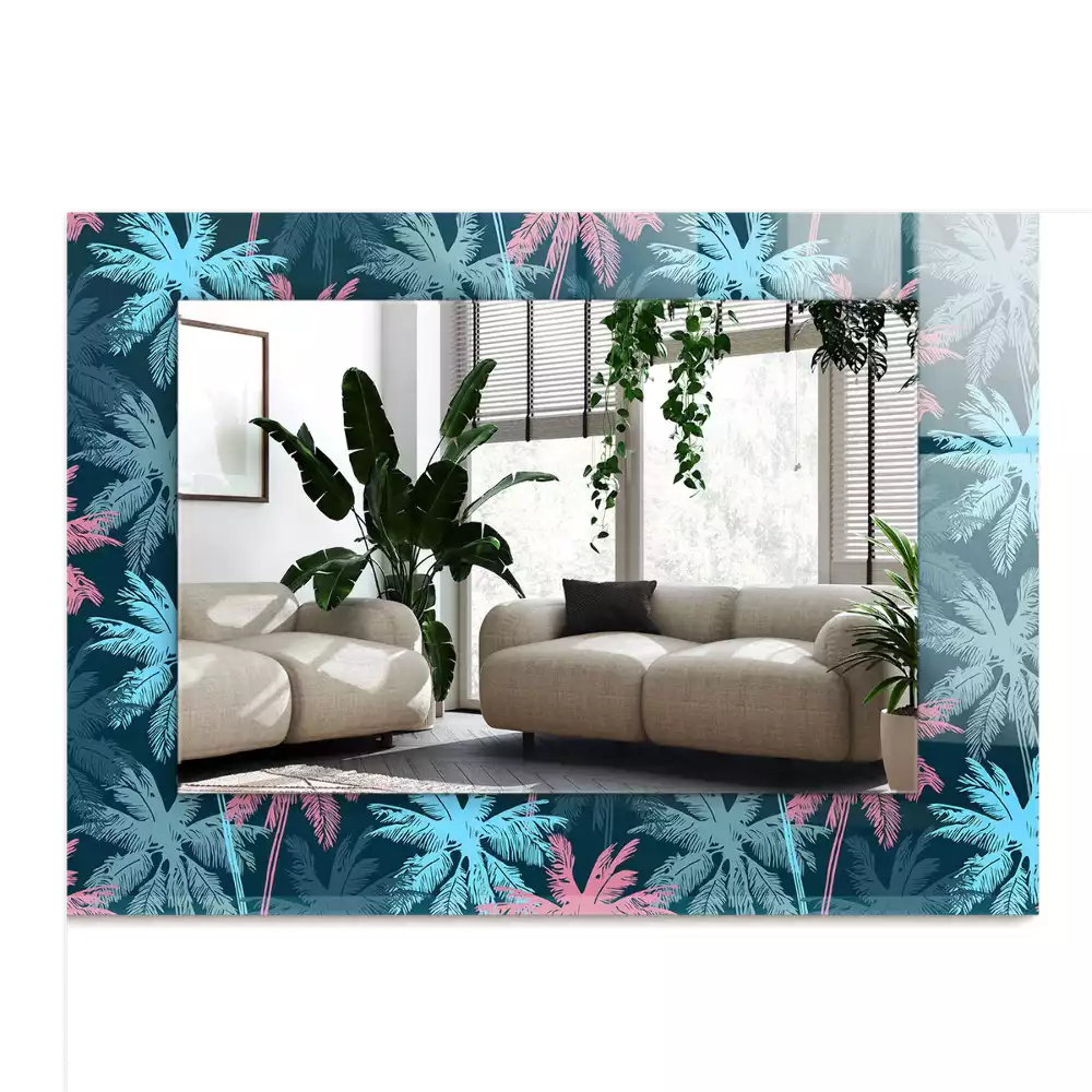 Miroir avec imprimé rectangulaire Palmiers motif coloré