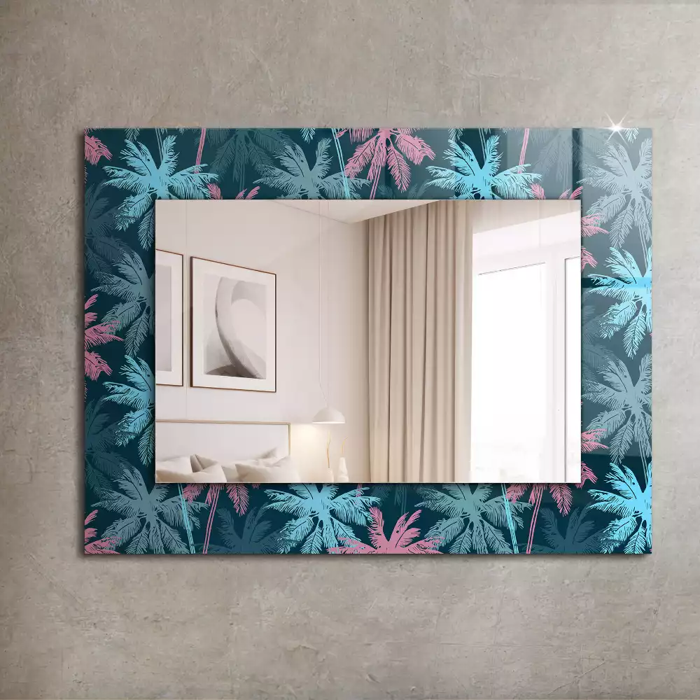 Miroir avec imprimé rectangulaire Palmiers motif coloré