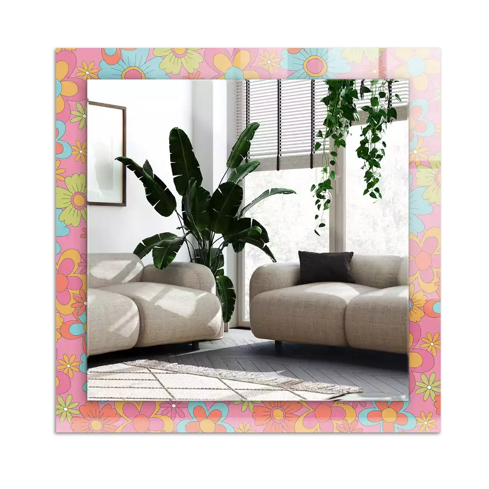 Miroir avec imprimé rectangulaire Groove floral coloré