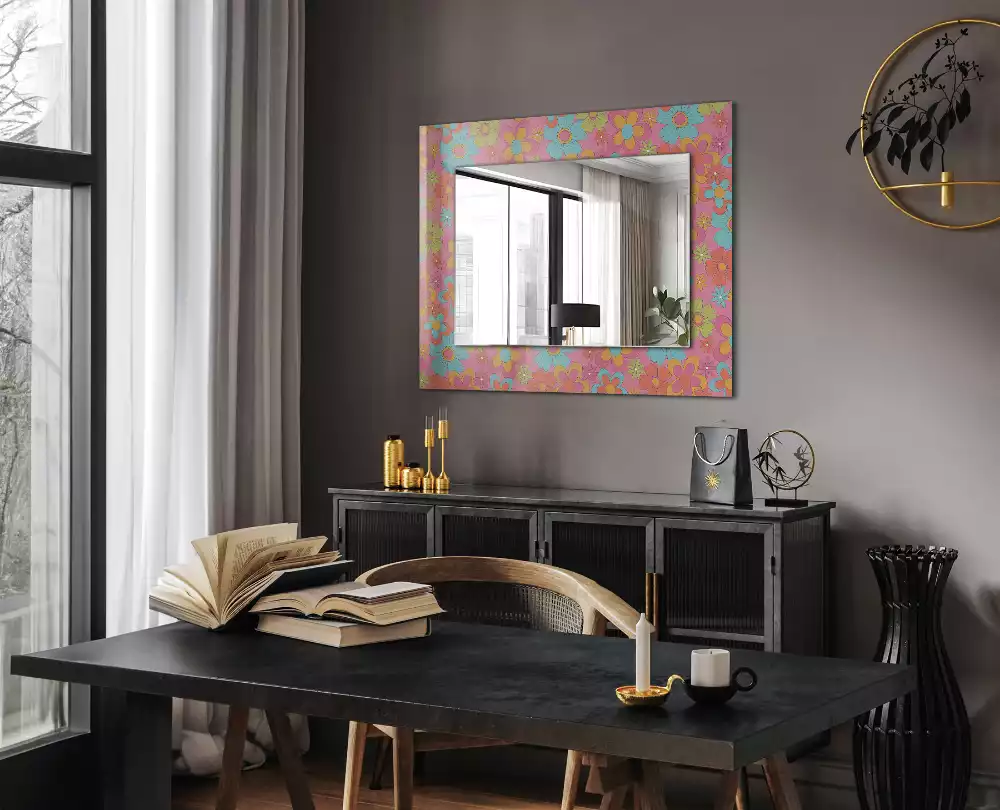 Miroir avec imprimé rectangulaire Groove floral coloré