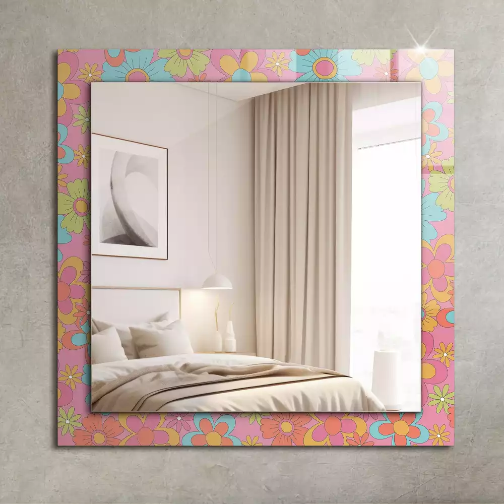 Miroir avec imprimé rectangulaire Groove floral coloré