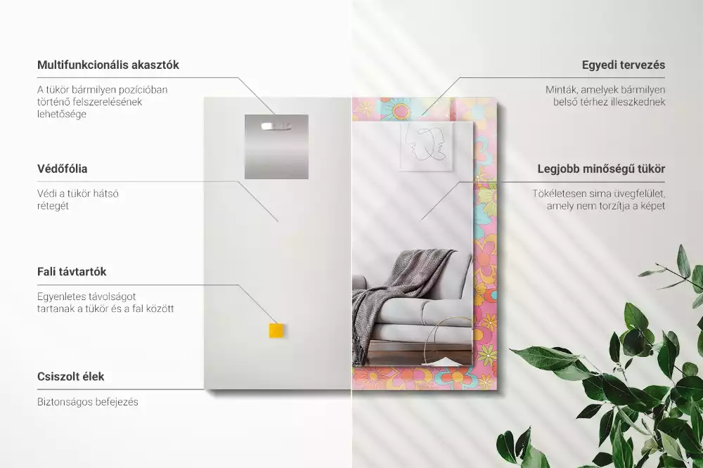 Miroir avec imprimé rectangulaire Groove floral coloré