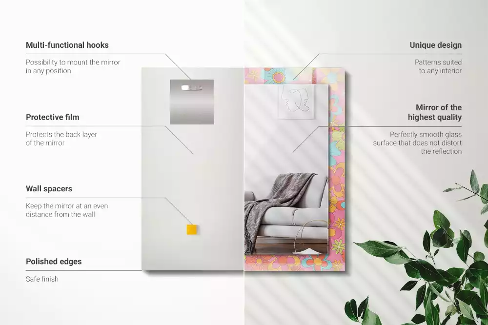 Miroir avec imprimé rectangulaire Groove floral coloré