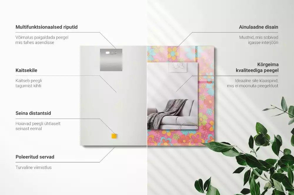 Miroir avec imprimé rectangulaire Groove floral coloré