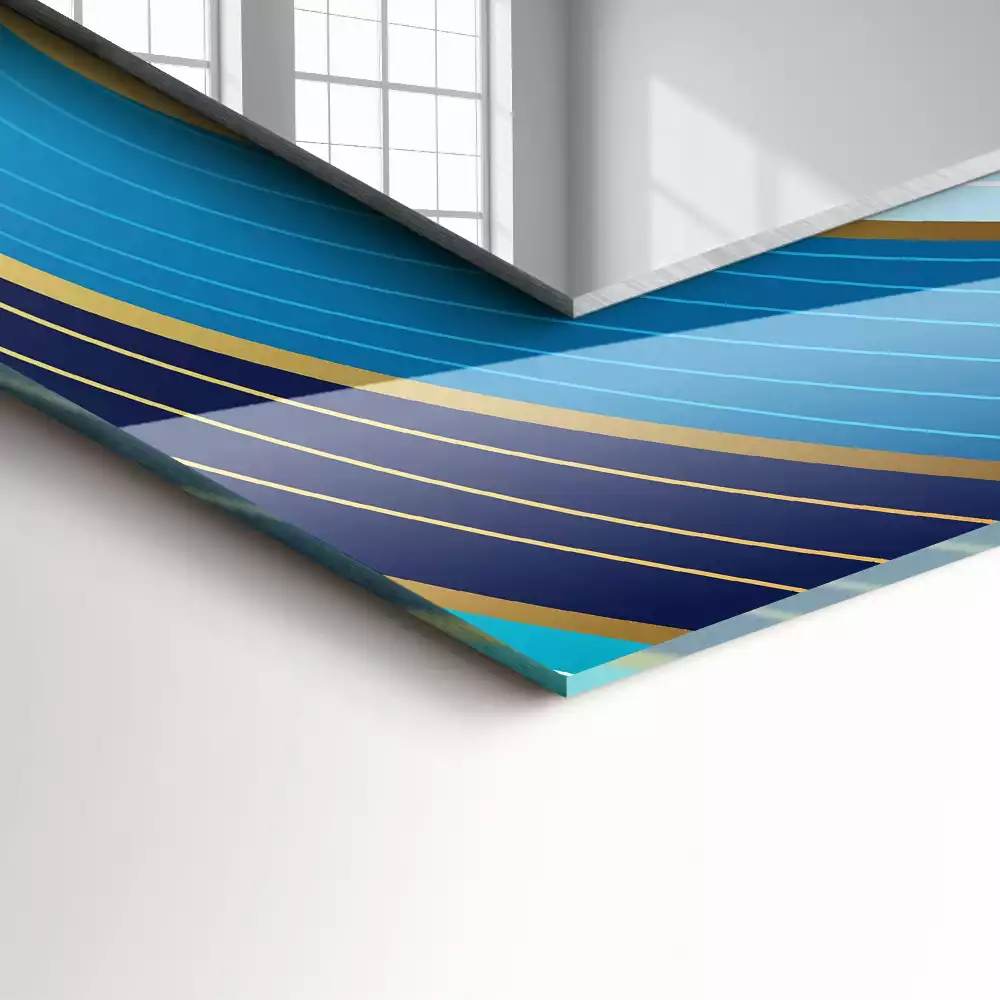 Miroir avec imprimé décoratif rectangulaire Motifs vagues bleues