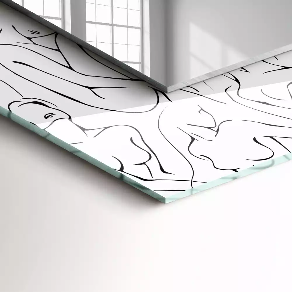 Miroir avec imprimé décoratif rectangulaire Silhouettes féminines croquis