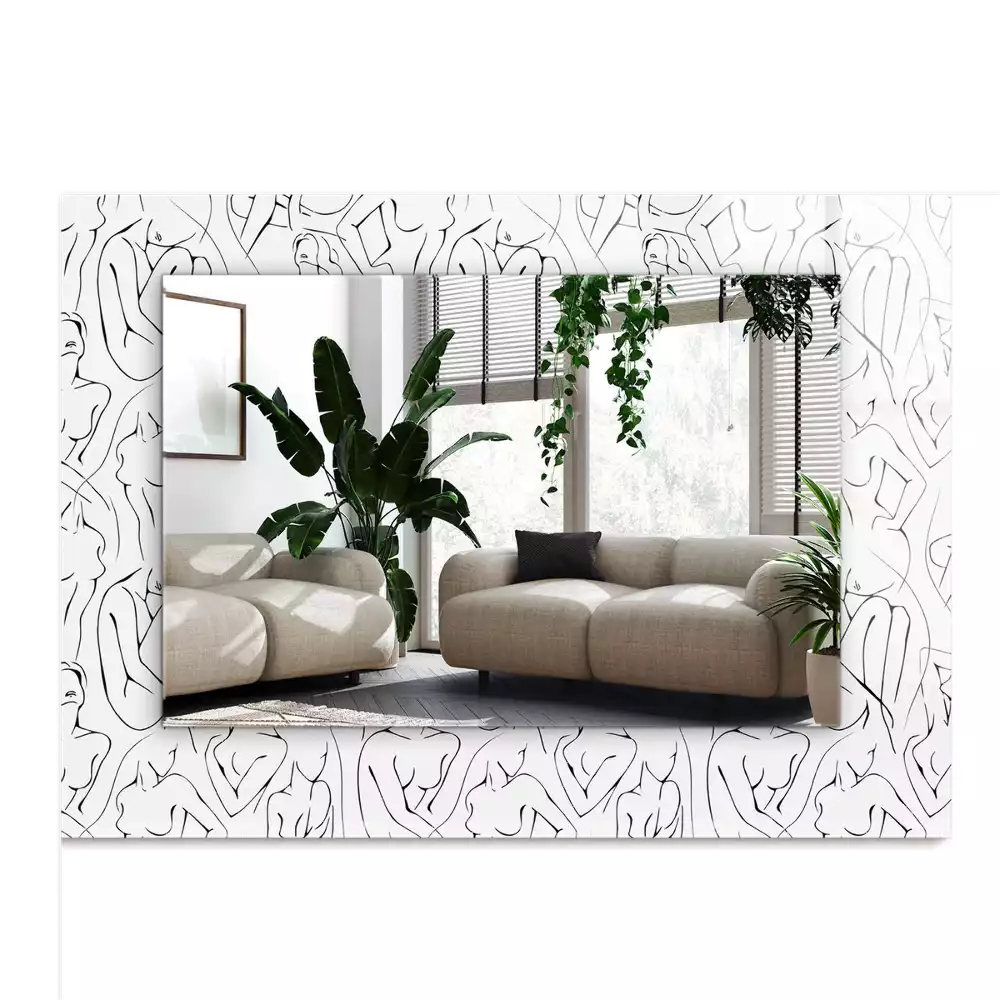 Miroir avec imprimé décoratif rectangulaire Silhouettes féminines croquis
