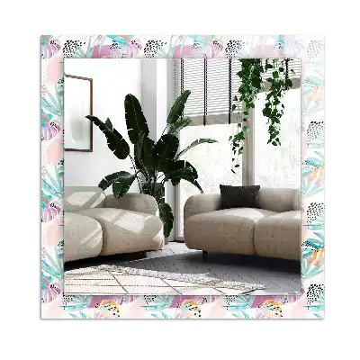 Miroir décoratif rectangulaire Feuilles tropicales colorées