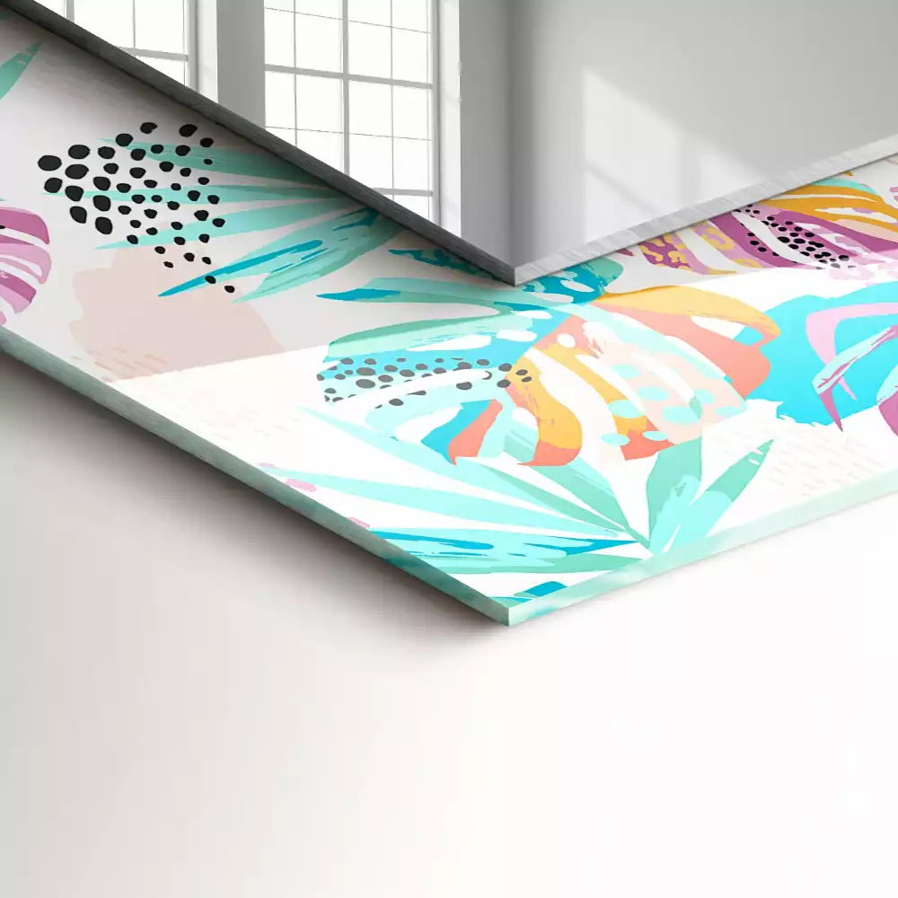 Miroir décoratif rectangulaire Feuilles tropicales colorées