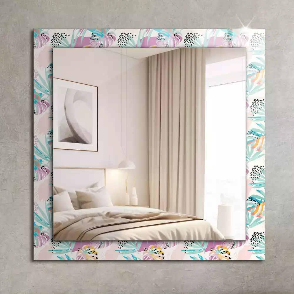 Miroir décoratif rectangulaire Feuilles tropicales colorées