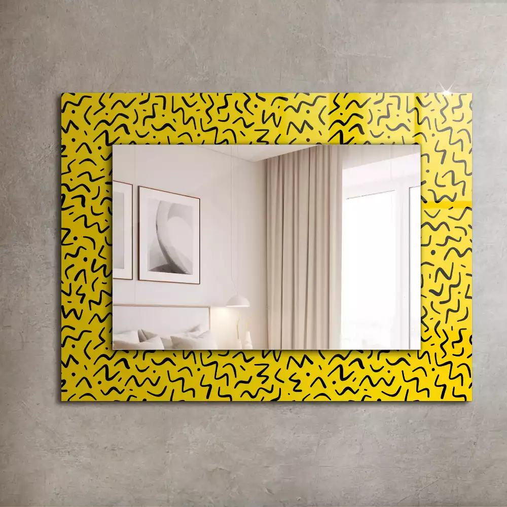 Miroir avec imprimé rectangulaire Motif abstrait jaune