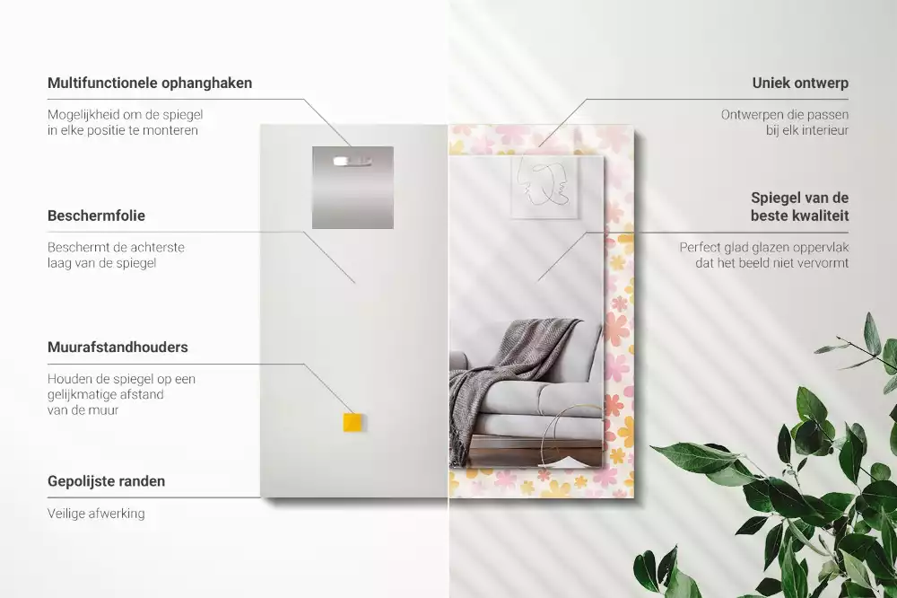 Miroir décoratif rectangulaire Motif floral