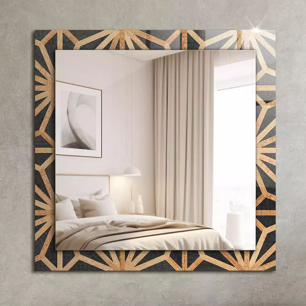 Miroir avec imprimé rectangulaire Motif géométrique bois