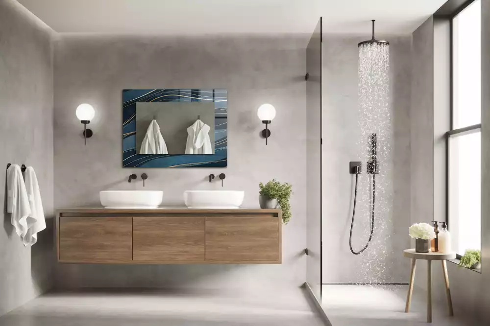 Miroir avec imprimé décoratif rectangulaire Lignes abstraites