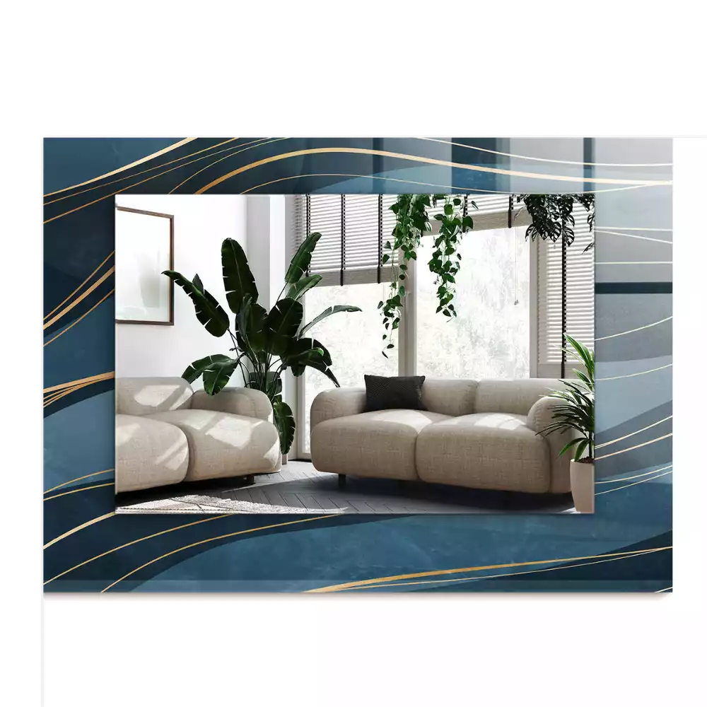 Miroir avec imprimé décoratif rectangulaire Lignes abstraites