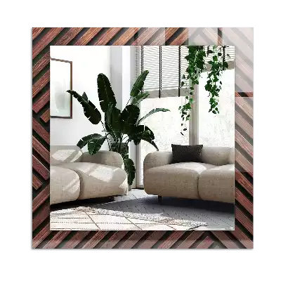 Miroir décoratif rectangulaire Lattes bois obliques