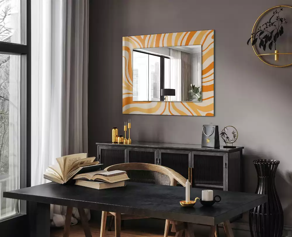 Miroir avec imprimé rectangulaire Motifs orange abstraits