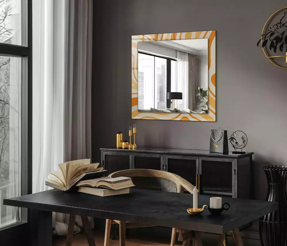 Miroir avec imprimé rectangulaire Motifs orange abstraits