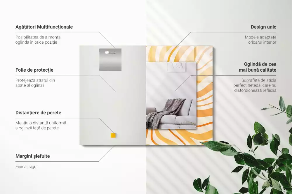 Miroir avec imprimé rectangulaire Motifs orange abstraits