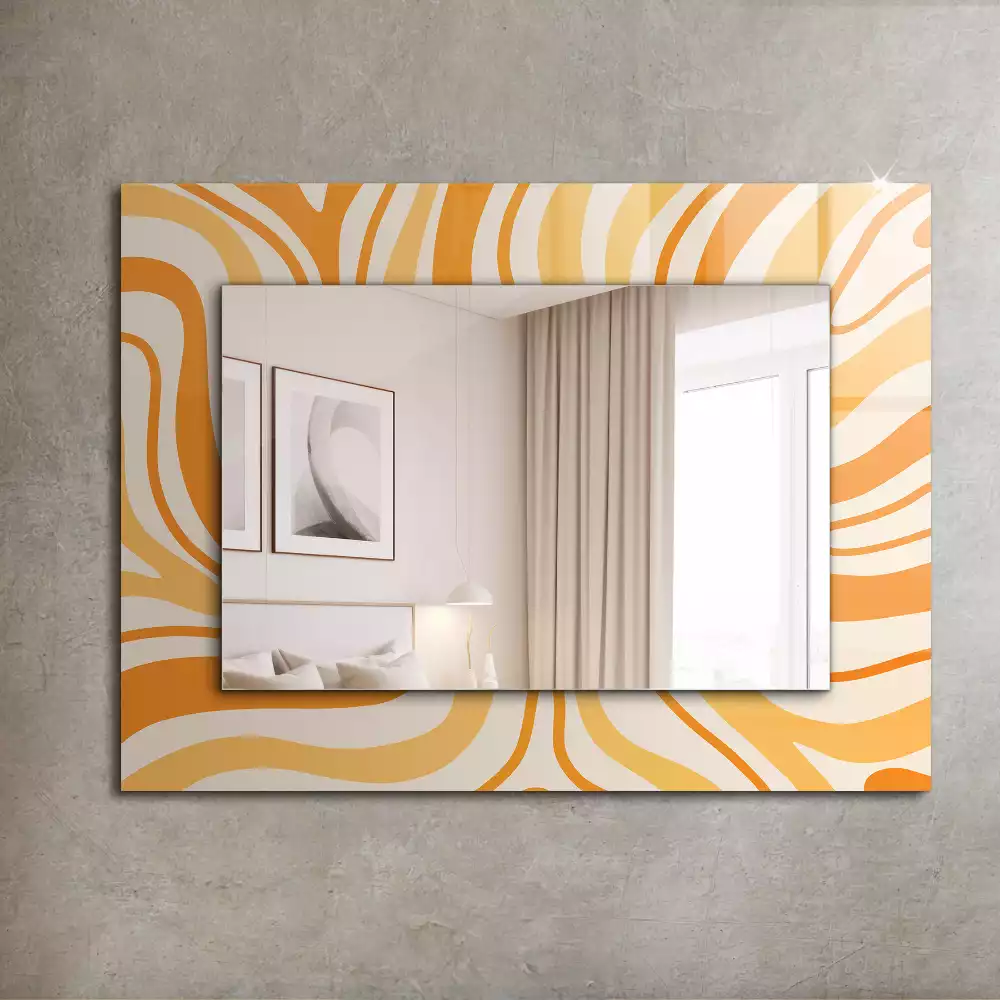 Miroir avec imprimé rectangulaire Motifs orange abstraits