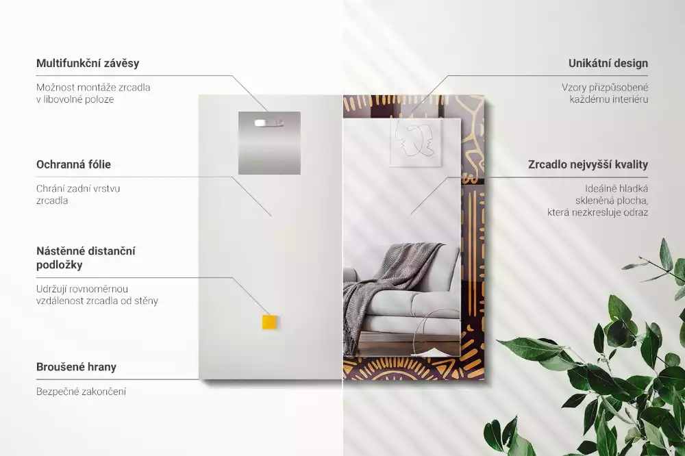 Miroir décoratif rectangulaire Motif ethnique