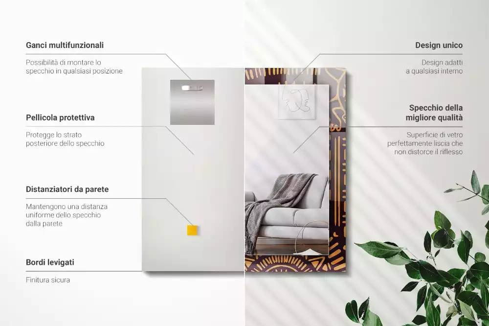 Miroir décoratif rectangulaire Motif ethnique