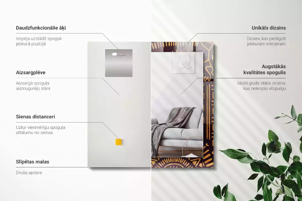 Miroir décoratif rectangulaire Motif ethnique