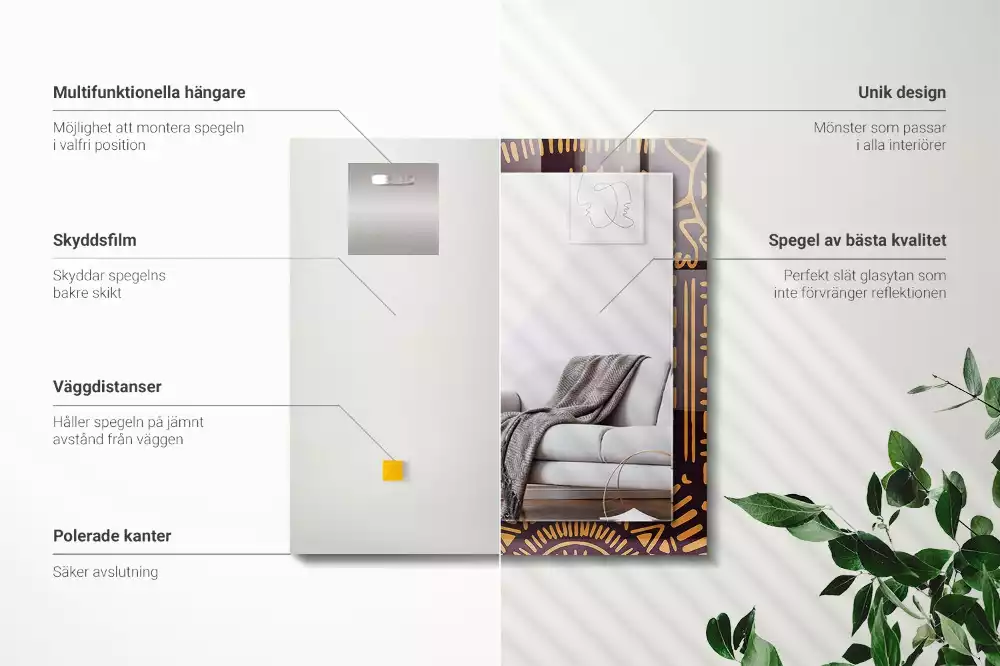 Miroir décoratif rectangulaire Motif ethnique