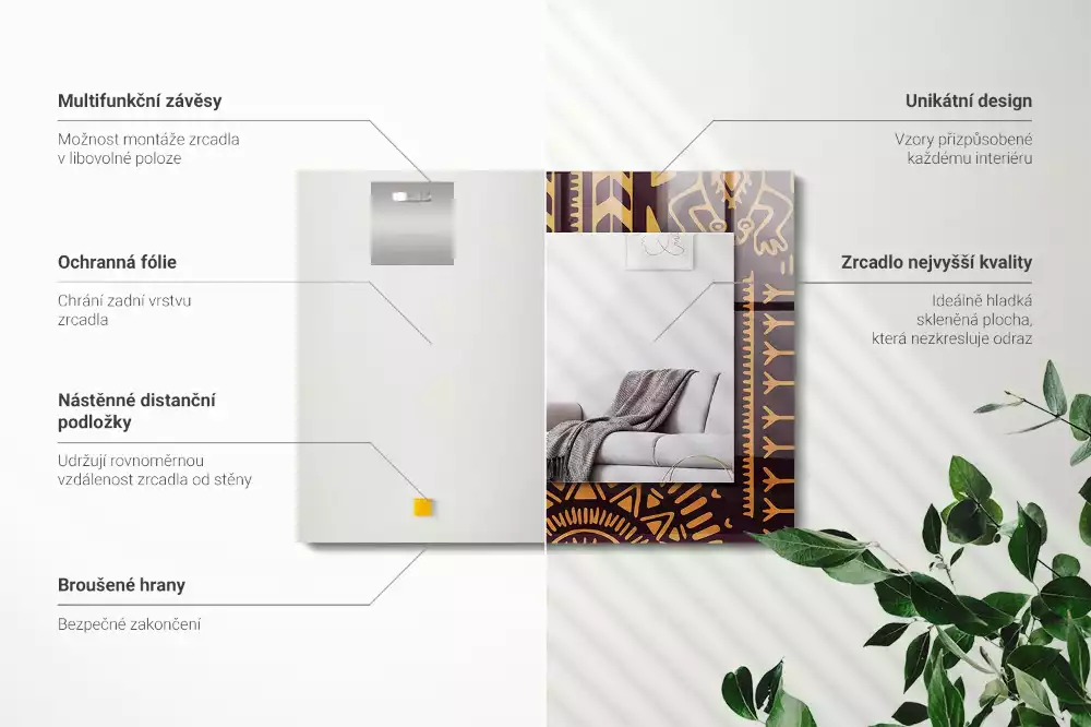 Miroir décoratif rectangulaire Motif ethnique