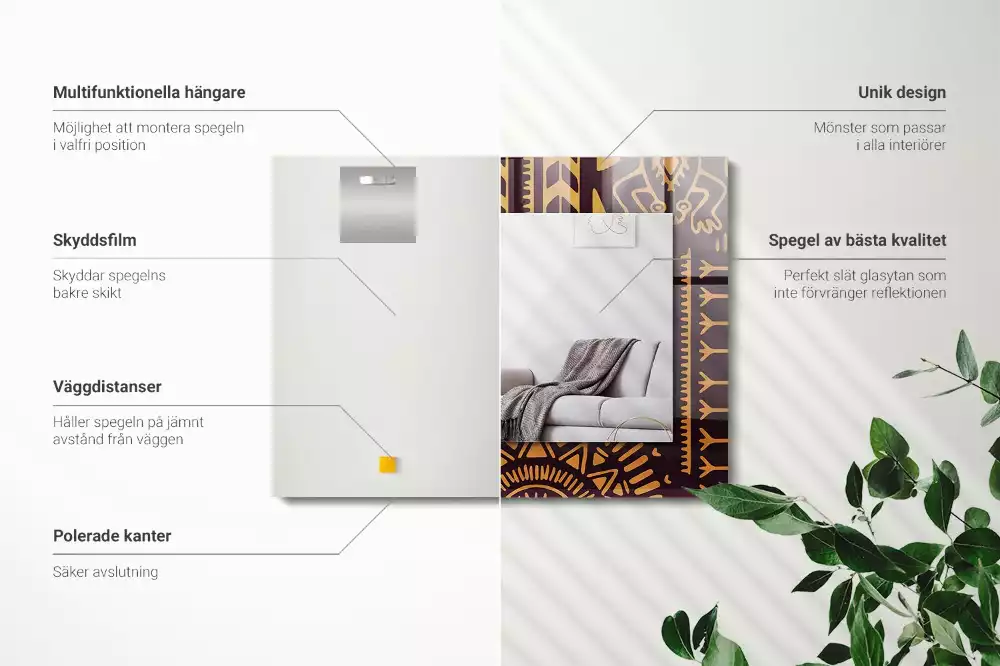 Miroir décoratif rectangulaire Motif ethnique