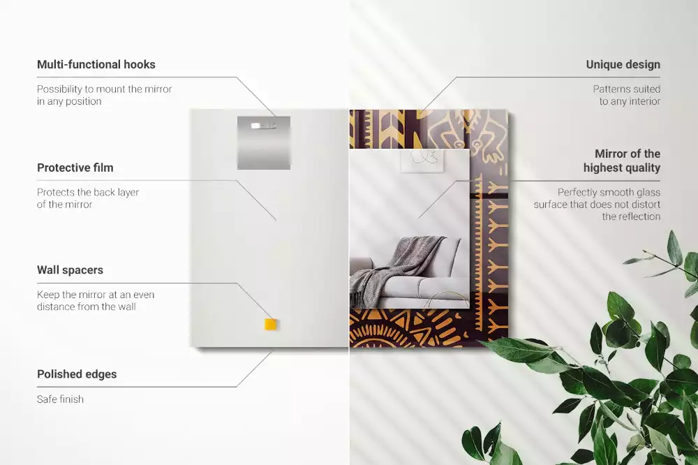 Miroir décoratif rectangulaire Motif ethnique