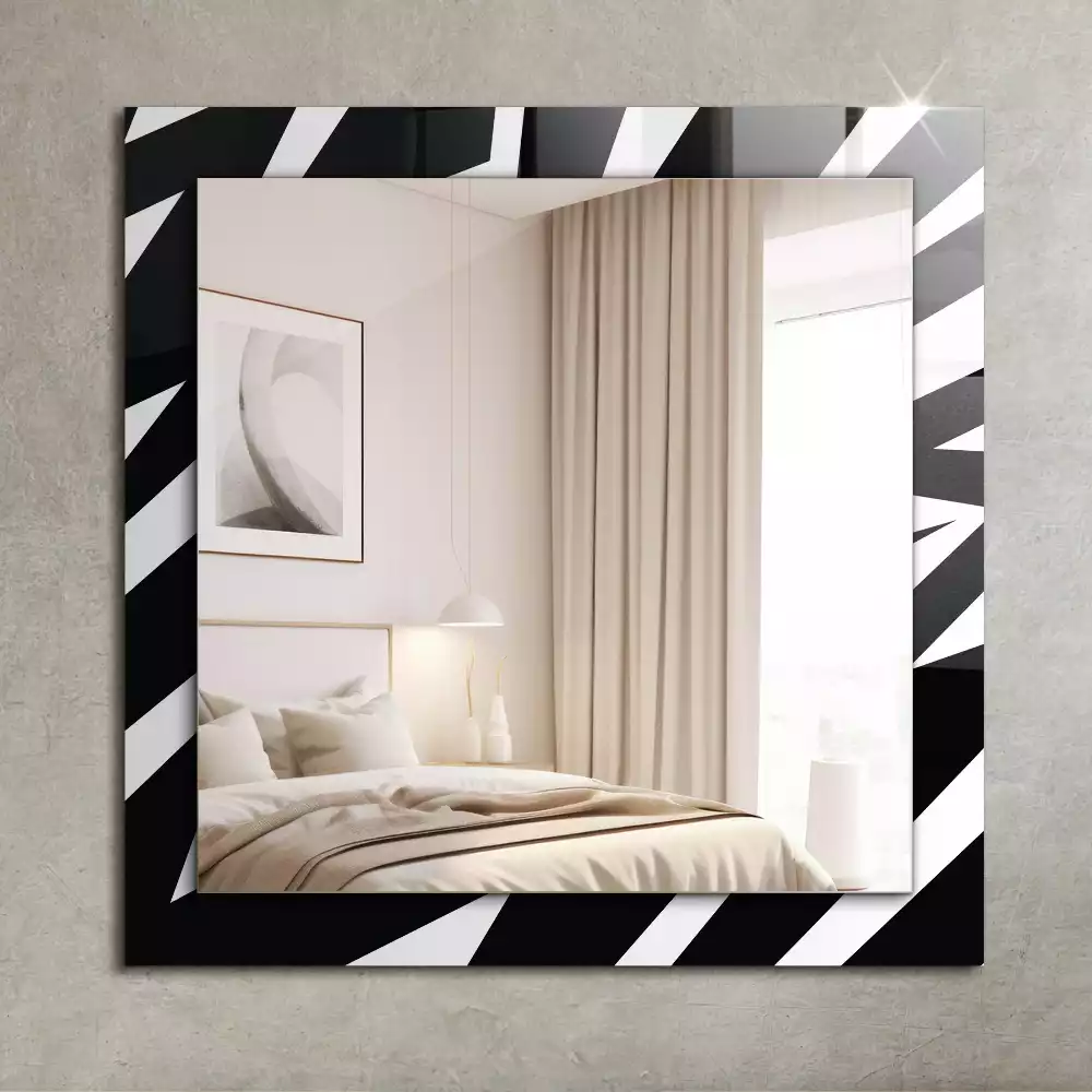 Miroir avec imprimé rectangulaire Géométrie noir et blanc
