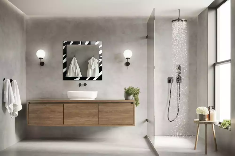 Miroir avec imprimé rectangulaire Géométrie noir et blanc