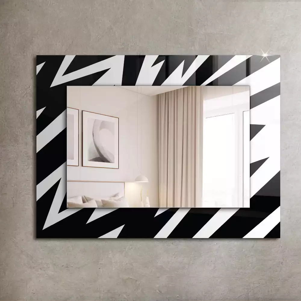 Miroir avec imprimé rectangulaire Géométrie noir et blanc