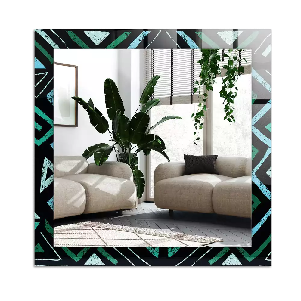 Miroir avec imprimé décoratif rectangulaire Motif géométrique turquoise