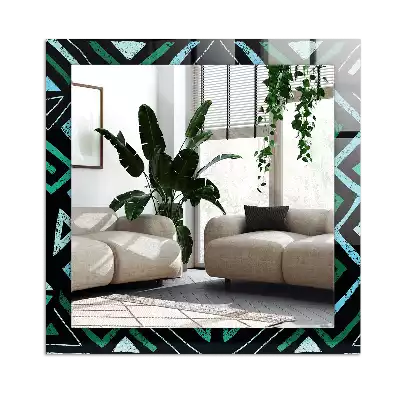 Miroir avec imprimé décoratif rectangulaire Motif géométrique turquoise